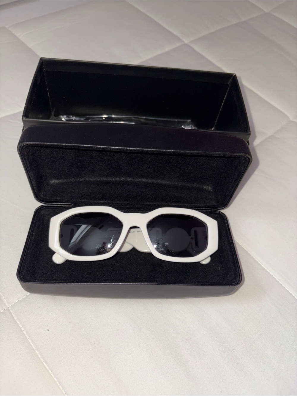 Versace White Geometric Frame Sunglasses